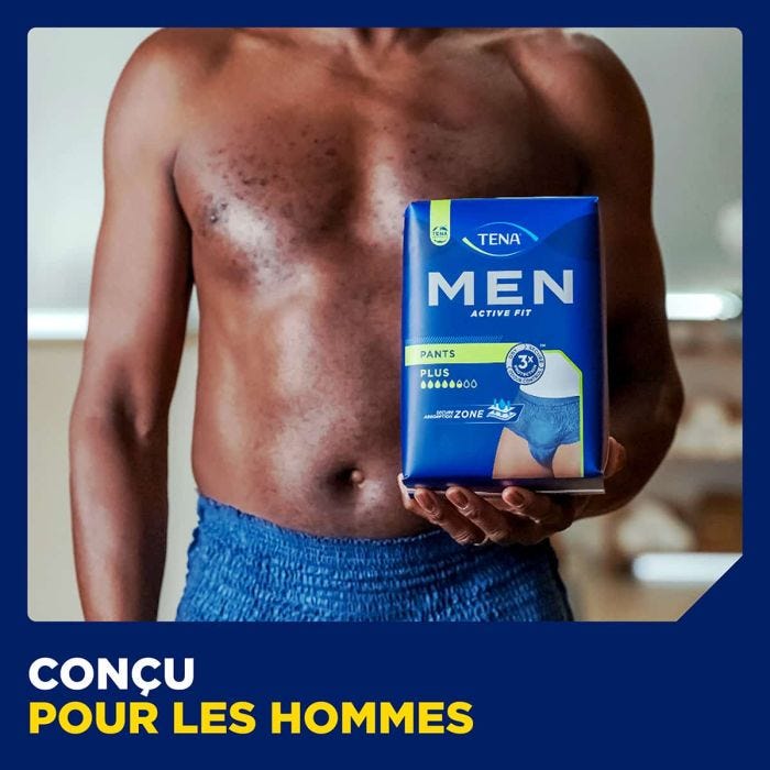 Multipack 4x TENA Men Active Fit Pants Plus Blue S/M 1010ml - concu pour les hommes