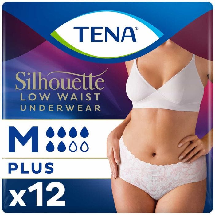 TENA Silhouette Normal Taille Basse Sous-Vêtement Blanc M 12 Pièces - mobile