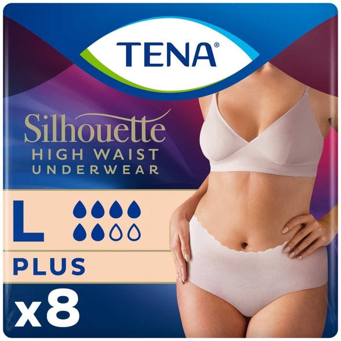 TENA Silhouette Plus Taille Haute Sous-Vêtement Crème Large (1010ml) 8 Pièces