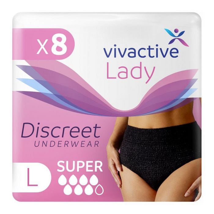 Vivactive Lady Discreet Underwear Large Noir (1700ml) 8 Pièces