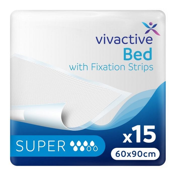 Alèses Vivactive Bed Pads with Fixation Strips 60x90cm (1500ml) 15 Pièces