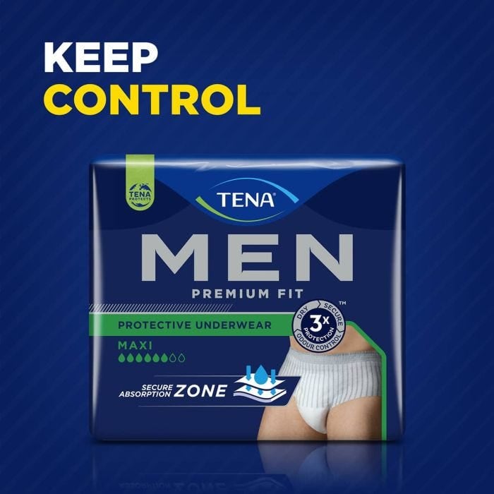 TENA Men Premium Fit Protective Underwear Maxi Grise Small/Medium (1350ml) 12 Pièces