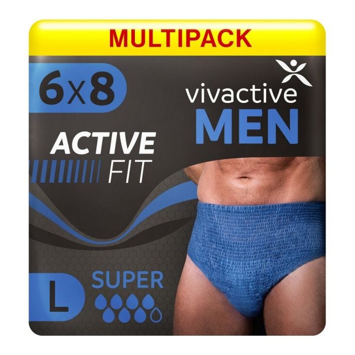 Multipack 6x Vivactive Men Active Fit Underwear Large Bleu (1700ml) 8 Pièces