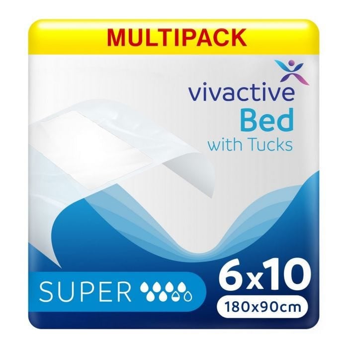 Multipack 6x Alèses Vivactive Bed Pads with Tucks 180x90cm (1650ml) 10 Pièces