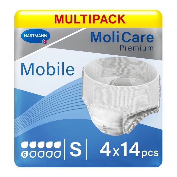 Multipack 4x MoliCare Premium Mobile Pants 6 Drops Small (1475ml) 14 Pièces