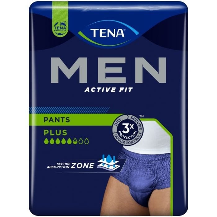 Multipack 4x TENA Men Active Fit Pants Plus Blue Small/Medium (1010ml) 9 Pack - pack front