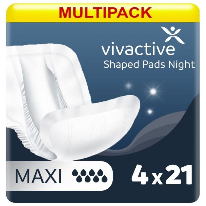 Multipack 4x Vivactive Shaped Pads Night Maxi (3500ml) 21 Pièces