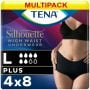 Multipack 6x TENA Silhouette Plus Taille Haute Sous-Vêtement Noir Large (1010ml) 8 Pièces