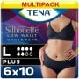 Multipack 6x TENA Silhouette Normal Taille Basse Sous-Vêtement Noir Large (810ml) 9 Pièces