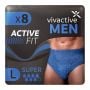 Vivactive Men Active Fit Underwear Large Bleu (1700ml) 8 Pièces