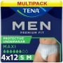 Multipack 4x TENA Men Premium Fit Protective Underwear Maxi Grise Small/Medium (1350ml) 12 Pièces