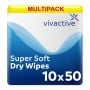 Multipack 10x Vivactive Super Soft Dry Wipes 50 Pack - mobile