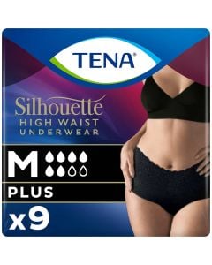 TENA Silhouette Plus Taille Haute Sous-Vêtement Noir Medium (1010ml) 9 Pièces