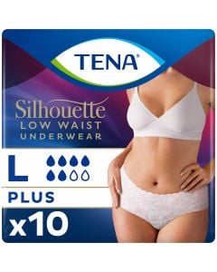 TENA Silhouette Normal Taille Basse Sous-Vêtement Blanc Large (810ml) 10 Pièces