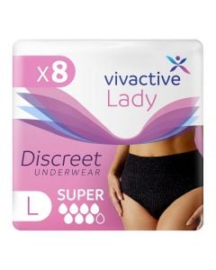 Vivactive Lady Discreet Underwear Large Noir (1700ml) 8 Pièces