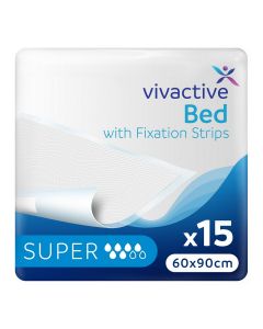 Alèses Vivactive Bed Pads with Fixation Strips 60x90cm (1500ml) 15 Pièces