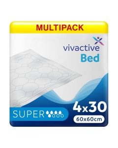 Multipack 4x Alèses Vivactive Bed Pads 60x60cm (1050ml) 30 Pièces