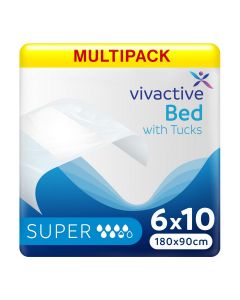 Multipack 6x Alèses Vivactive Bed Pads with Tucks 180x90cm (1650ml) 10 Pièces