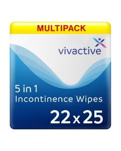 Multipack 22x Vivactive 5 in 1 Incontinence Wipes - 25 Pack