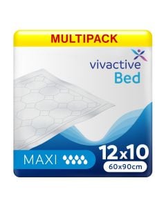 Multipack 12x Alèses Vivactive Bed Pads Maxi 60x90cm (2500ml) 10 Pièces