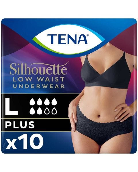 TENA Silhouette Plus Taille Basse Sous-Vêtement Noir L (810ml) 10 Pièces